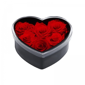 Black heart shaped 6 holes acrylic rose flower boxes for sale 