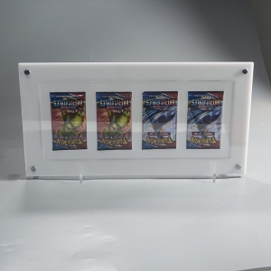 Wholesale white desktop wall mounted Pokemon acrylic booster pack rack 