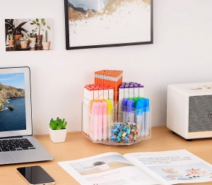 Acrylic Desktop Stationery Organizer Office Use Square Pencil Holder 