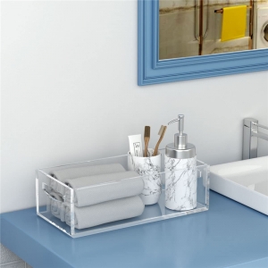 Wholeslae clear plexiglass acrylic bathroom tray for coffee table 