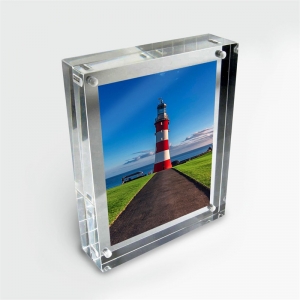 Double sided clear rectangle shaped magnetic acrylic photo frame 