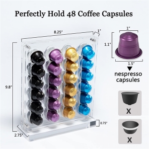 Wholesale detachable 48 capacity acrylic coffee capsule holder stand 