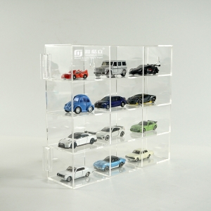 Hinged lid wall mounted acrylic car display cases for mini action figure 
