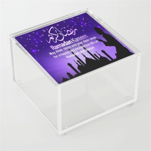 Transparent graphic design ramadan muslim acrylic boxes with lid 