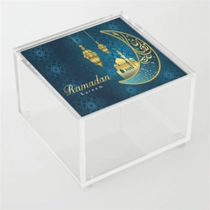 Calligraphy blue Arabic Ramadan kareem muslim acrylic boxes with lid 