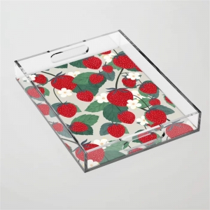 Wholesale clear acrylic decorative servng tray with artwork pattern 