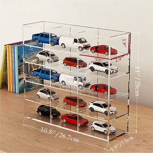 Wall mounted 12 slots clear acrylic diecase model car display case 