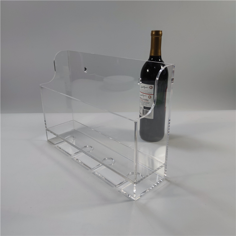 Modern Wall Mounted Wood Wine Rack 4-Bottle & 4 Wine Glass Rack