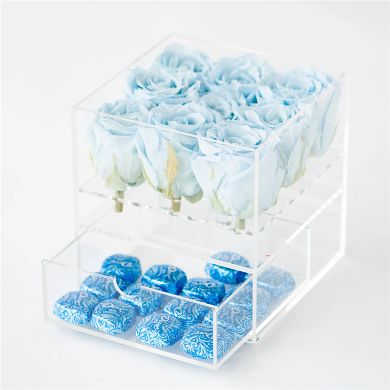 acrylic rose box with drawer