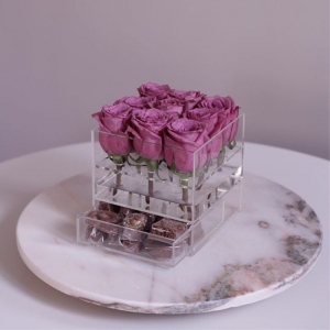 Customized Luxury Acrylic Flower rose Box with drawer 