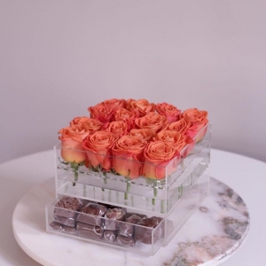 Customized Luxury Acrylic Flower rose Box with drawer 