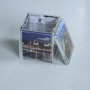 Latest Design Five Sides Acrylic Cube Picture Frame 
