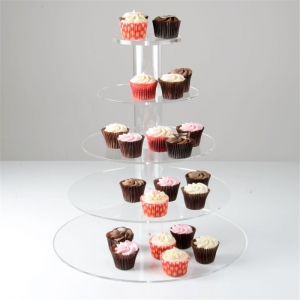 Adjustable 2/3/4/5 Tier Round Acrylic Cupcake Stand 