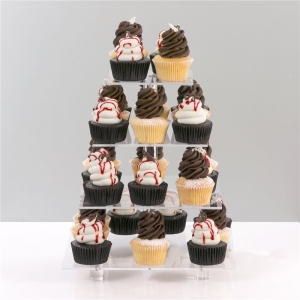 Customized Tiers Acrylic Cupcake Stand Display 