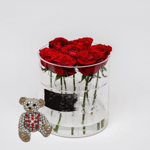 Wedding Use Acrylic Flower Box With Lid With Custom Roses 