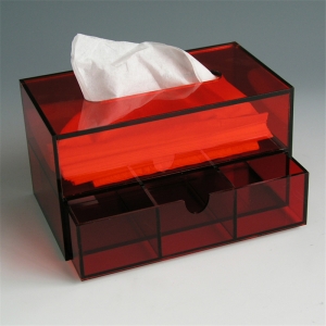 Perspex rectangular car tissue box holder with drawer 