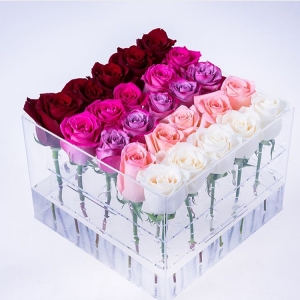 Customized Acrylic Gift Box Cube Flower Display Box 