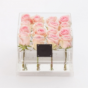 Customized Acrylic Gift Box Cube Flower Display Box 