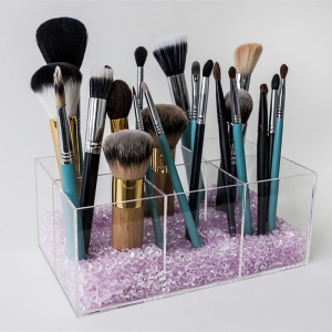 Acrylic lucite 6 divided parts makeup brush holder 