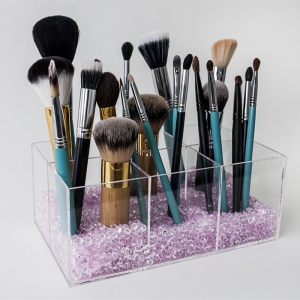 Acrylic lucite 6 divided parts makeup brush holder 
