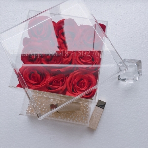 Mothers'Day Gift Acrylic 9 roses box With Gift Drawer 