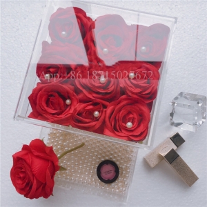Mothers'Day Gift Acrylic 9 roses box With Gift Drawer 