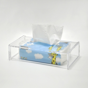 Customized rectangular tissue box holder with drawer 