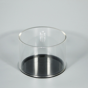 Round Acrylic Storage Box with Black Base 