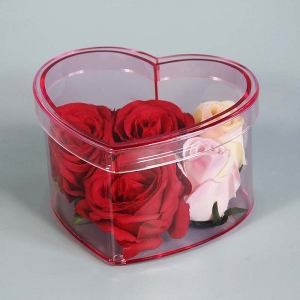 pink color heart shape perspex flower box 