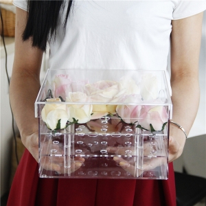 Special Customized clear 16 rose Acrylic Flower Box 