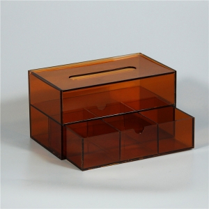 Color Acrylic Tissue Box with Makeup Drawer 