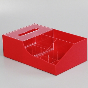 Red Custom Plexiglass Makeup Organizer Case 