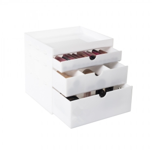 White acrylic makeup organizer countertop 