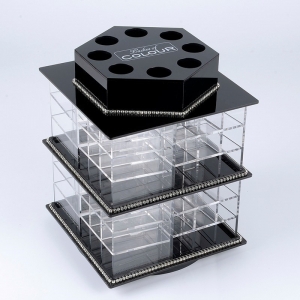 Black rotating acrylic lipstick tower 