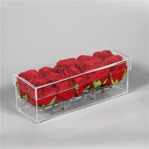 Clear rectangle acrylic rose preserved display box 