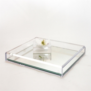 Transparent acrylic drinks tray with handles 
