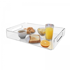 Transparent acrylic drinks tray with handles 