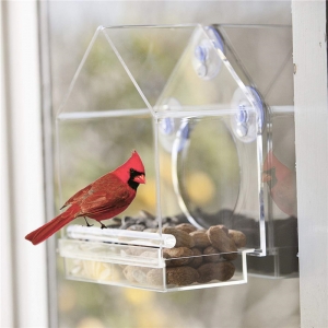 House shape transparent parrot fedder clear acrylic bird cage 