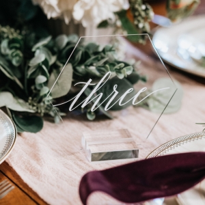 Hexagon Clear Acrylic Table Number Signs With Stands 