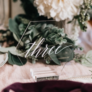 Hexagon Clear Acrylic Table Number Signs With Stands 