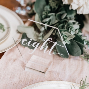 Hexagon Clear Acrylic Table Number Signs With Stands 