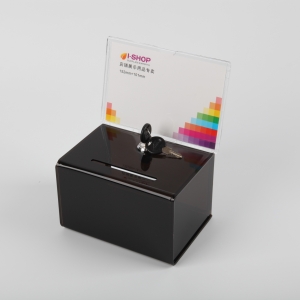 Black Deluxe Acrylic Ballot Box Plexiglass Donation Box with sign and lock 