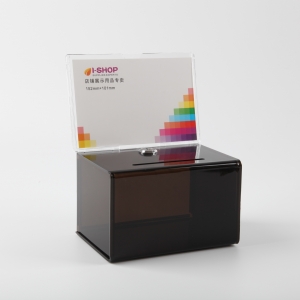 Black Deluxe Acrylic Ballot Box Plexiglass Donation Box with sign and lock 