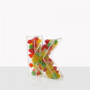 Letter shaped clear acrylic candy box 