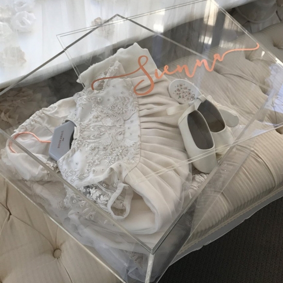 Factory Price Clear Acrylic Christening Memory Keepsake Box