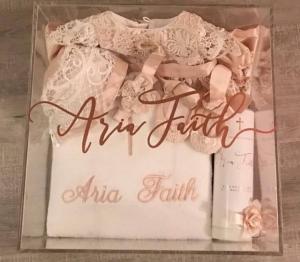 Clear Acrylic Christening Memory Keepsake Box 