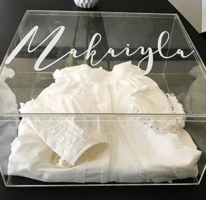 Clear Acrylic Christening Memory Keepsake Box 