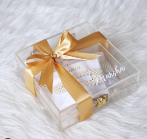 Custom Clear New baby Acrylic Christening Case Plastic Gift Box 