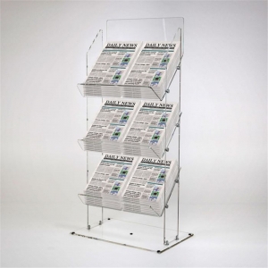 Clear large acrylic newspaper stand 