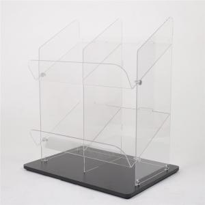 office library 2 tier acrylic magazine display holder PMMA newspaper display rack 